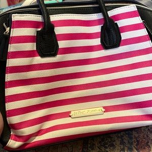 Betsy Johnson pink and white striped black